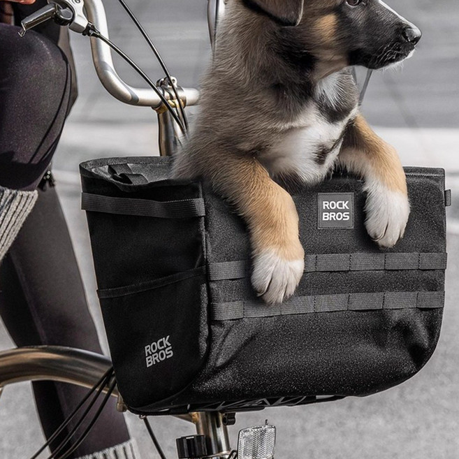 락브로스 브롬톤 미니벨로 바스켓백 프런트백 캐리어블럭 가방 자전거 강아지 바구니 캐리어, 블랙, 1개