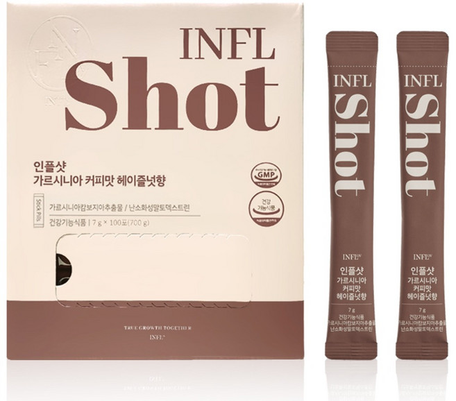 인플샷 가르시니아 커피맛 헤이즐넛향 대용량 (100포 / 700g), 1박스, 700g