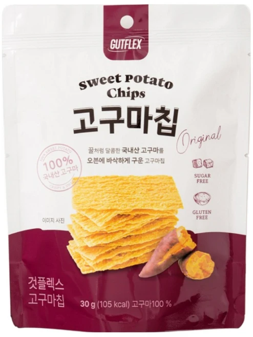 GUTFLEX 것플렉스 고구마칩 국내산 글루텐프리 바삭고구마, 5개, 30g - 쿠팡