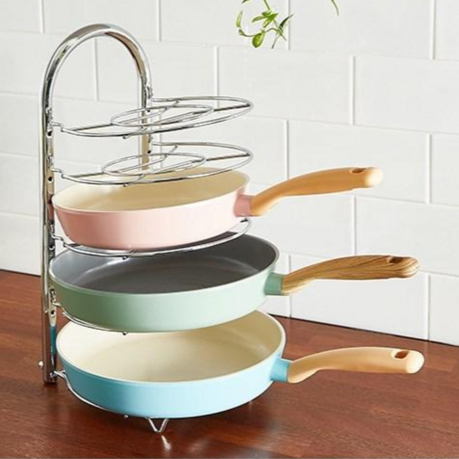 후라이팬 정리대 거치대 스테인레스 높이조절 정리선반