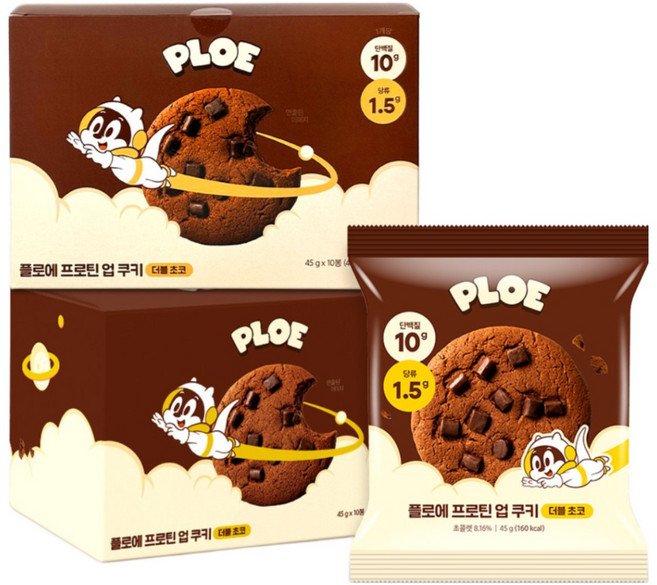 플로에 프로틴 업 단백질 쿠키 더블 초코, 10개, 45g