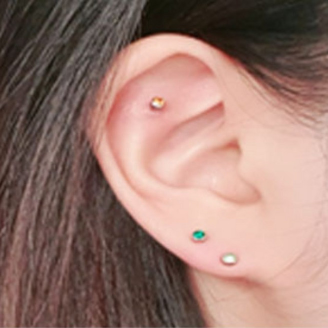 스와로브스키 귀뚫기용 써지컬 스틸 스톤 피어싱 귀걸이