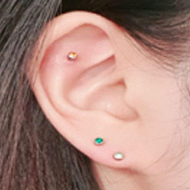 스와로브스키 귀뚫기용 써지컬 스틸 스톤 피어싱 귀걸이