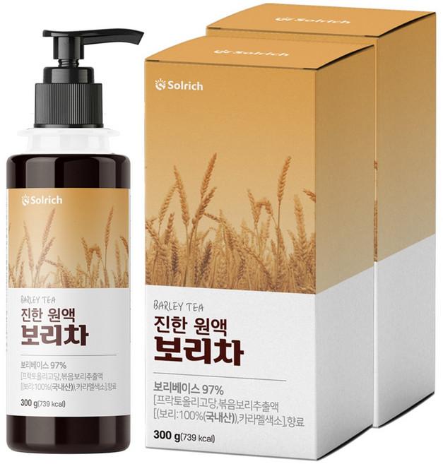 솔리치 진한 원액 보리차 HACCP 해썹 식약청 인증, 2개, 300g