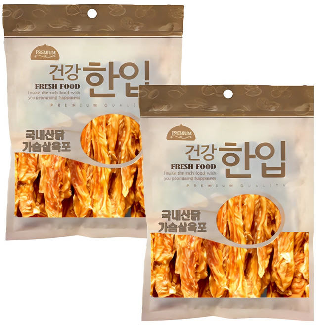 수제명가 애견용 셰프시리즈 건강 한입 간식, 닭가슴살, 100g, 2개