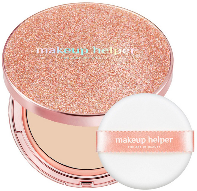 makeup helper Art系列長效持久蜜粉餅 Rose Glitter款 25g, 23號 自然裸色, 1個