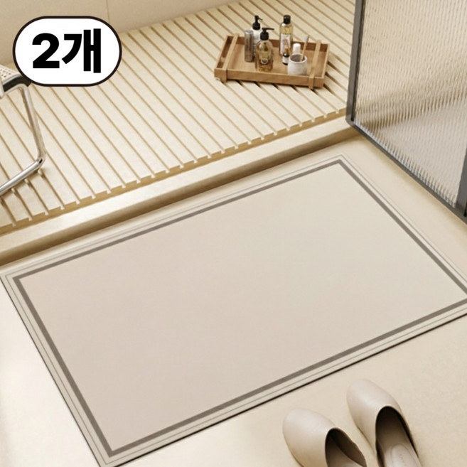 1+1 일상up 물기순삭 발매트 규조토 욕실매트 폭신폭신 세탁가능 논슬립, 2개, E타입