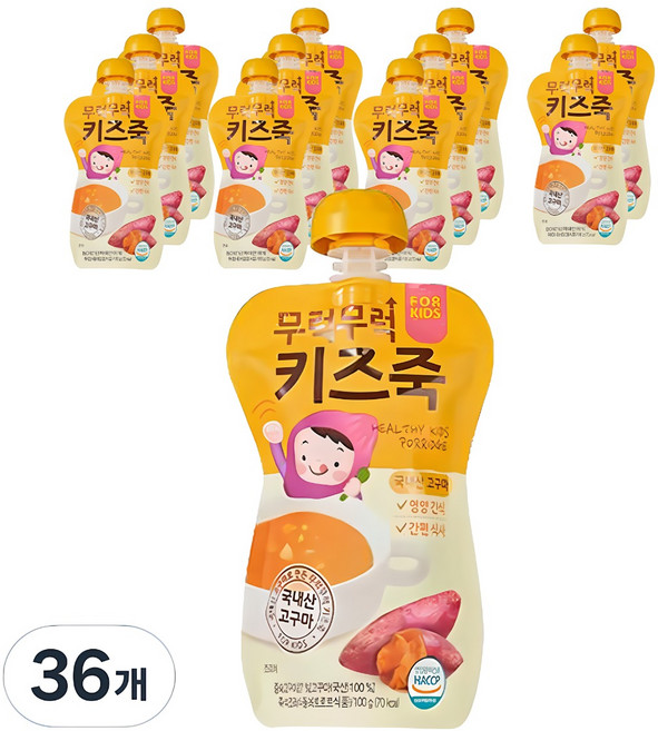이유케어스 무럭무럭 키즈죽, 고구마맛, 36개, 100g