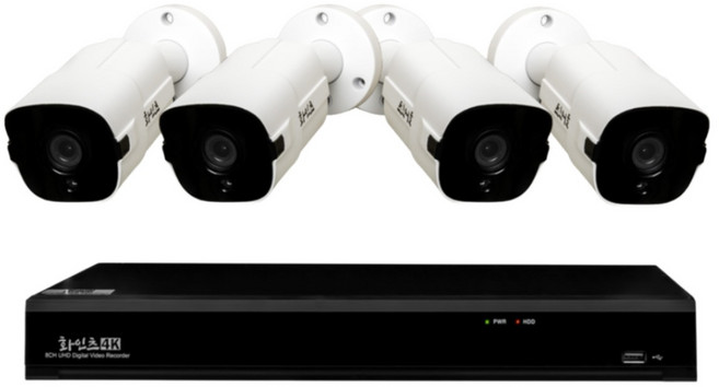 화인츠 800만화소지원 8채널 CCTV자가설치세트 패키지 실외 CCTV세트 감시카메라 고급케이블10m XRT4108-TC HDD옵션, 4개, 2TB, 1개