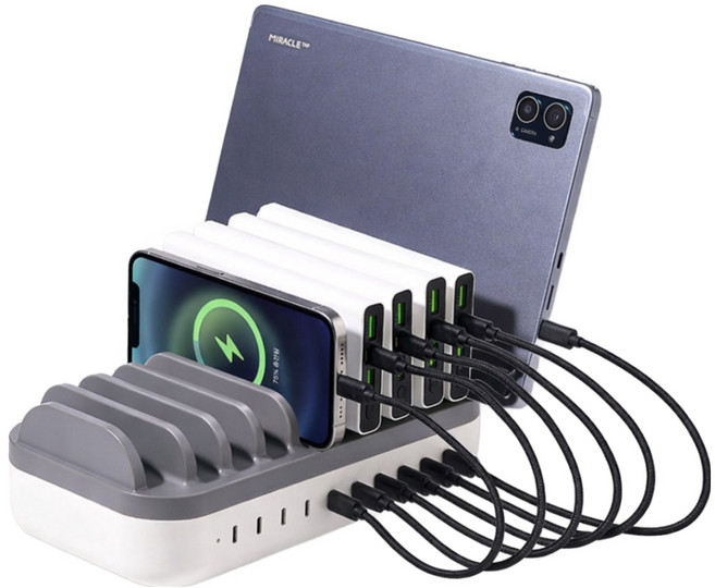 미라클엠 200W ALL C to C타입 10포트 멀티충전기 업소용 고속 충전기, All C to C타입 200W 10포트 충전기, 1개