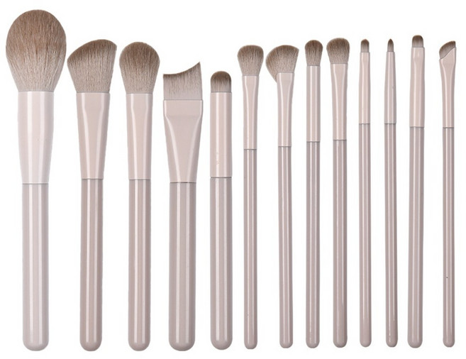 리빙픽 13종 화장용 브러시 세트 (핑크 톤) 수납 파우치 증정, 1개