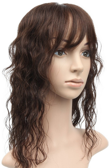 [W2005 웨이브] 인모 100% 불파트 긴머리 원형탈모 정수리 부분가발 소 10cm × 10cm/40cm, 자연검정, 1개