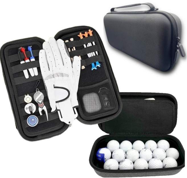 셀렉트디 올인원 대형 골프 골프공 볼 파우치 케이스 주머니 수납 방수 파크, 1개, 블랙
