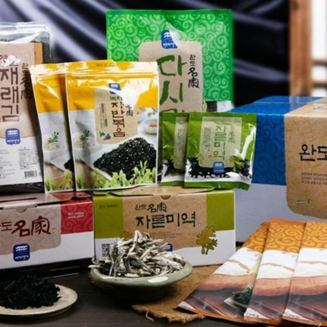 [바다명가]완도명가 귀한특선선물세트4호(대멸치 지주식재래김 지주식돌김구이김 녹차자반볶음 건다시마 자른미역), 1개