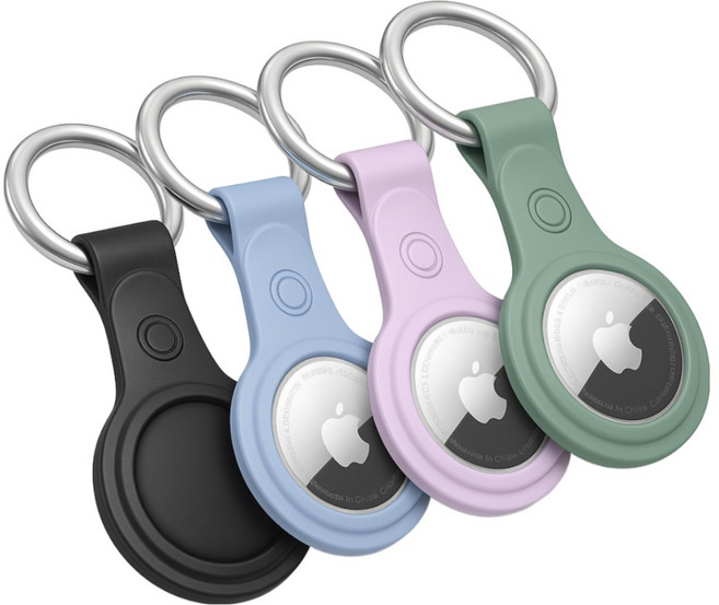 Glorix 에어태그 키링 airtag 케이스 홀더 4종 세트, 블랙/블루/그린/퍼플, 1개