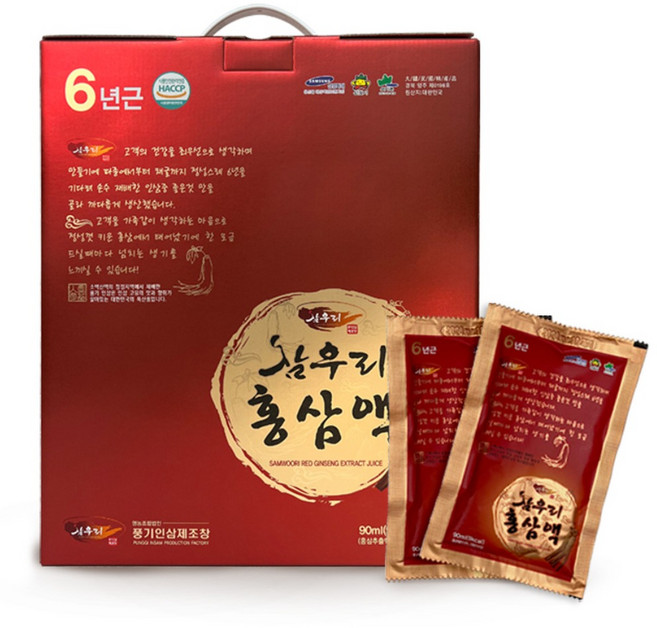 삼우리 6년근 홍삼100% 액기스 90ml*60포[홍삼근 63% 홍미삼 37%], 90ml, 1개