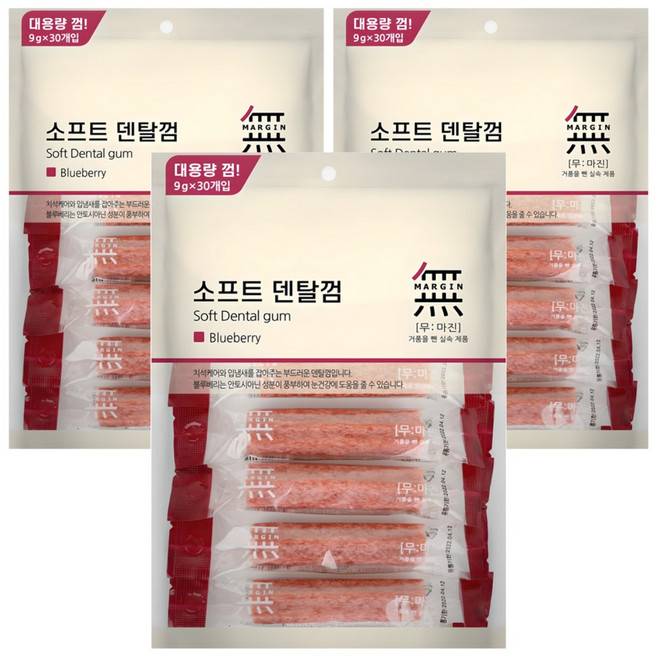 무마진 강아지 소프트 덴탈껌 30p, 블루베리, 270g, 3개