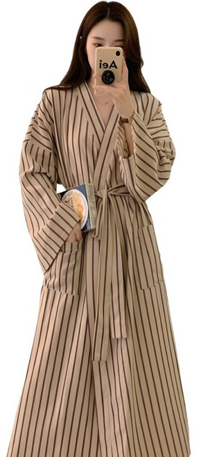 [블랑커브] 여성용긴팔 롱가운 파자마 홈웨어