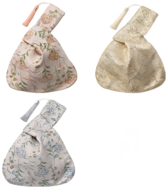 고급 자수 복주머니 파우치