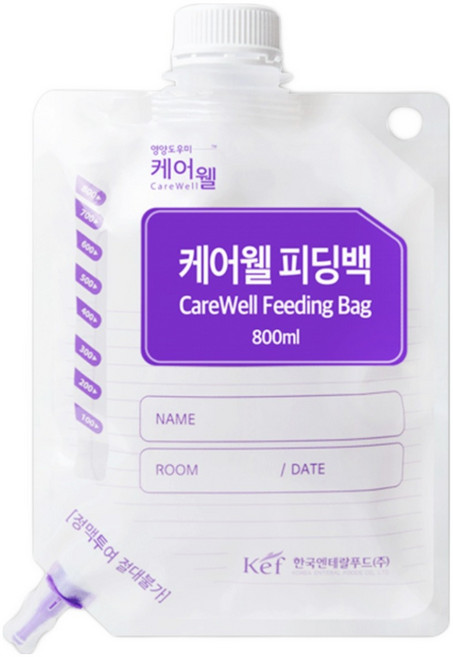 케어웰 피딩백 환자식 경관급식 콧줄식사 800ml (피딩줄 미포함), 50개