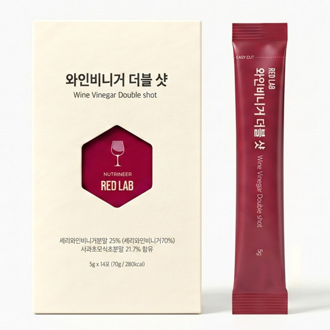 뉴트리니어 와인비니거 더블샷 애사비 사과 포도 식초, 1개, 70g
