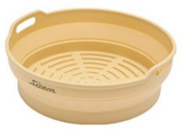 시샘 접이식 플래티넘 실리콘 에어프라이어 원형 용기, 1개, 버터베이지
