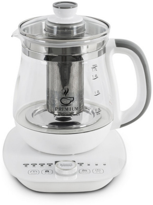 대웅모닝컴 무선 티포트 1.7L 유리 전기포트 차탕기 커피 보온 포트 304스텐 차망 티메이커 24시간 보온