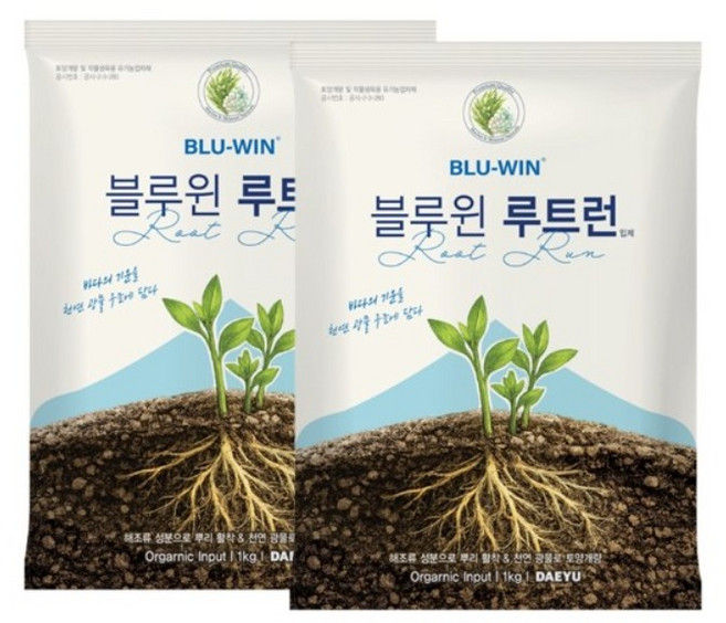 블루윈루트런 대유 비료 해조추출물 뿌리발근제 토양개량 유기농업자재, 2개, 1kg