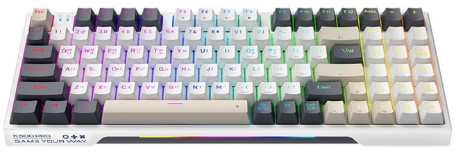 Machenike 메카닉 K500 Pro 유선 기계식 키보드 94키 풀배열 RGB 저소음 키보드, 화이트/그레이(유선), K500 Pro-B94, 은축