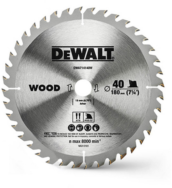 디월트 씬 커프 DWA714140W 원형 톱날 목재 목공 180mm 7인치 40T, 1개