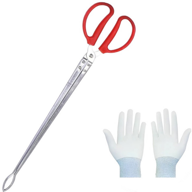 세이프 그립 52cm 다용도 스텐 롱집게 해루질 캠핑 숯 장작 긴 집게 가위, 1개, 52cm 실버계열