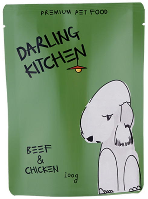 달링키친 전연령 강아지 화식사료, 닭+소, 100g, 4개