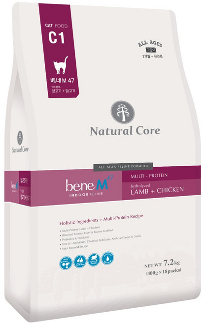 네츄럴코어 고양이 베네 M47 기능성 사료, 인도어, 7.2kg, 1개