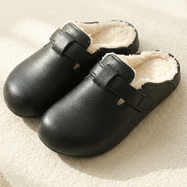 남녀 공용 방한 모직 슬리퍼방수 보온 블랙/브라운