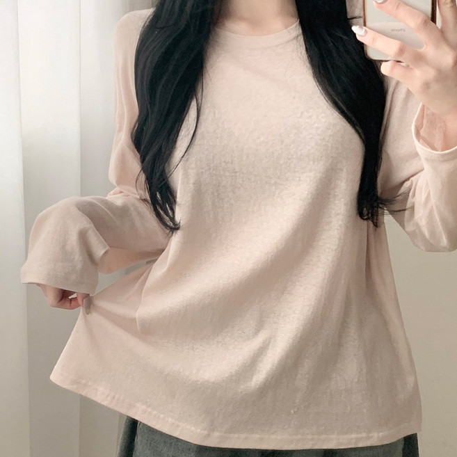 한여름까지~시원한소재 여리여리 루즈핏 린넨 긴팔티셔츠