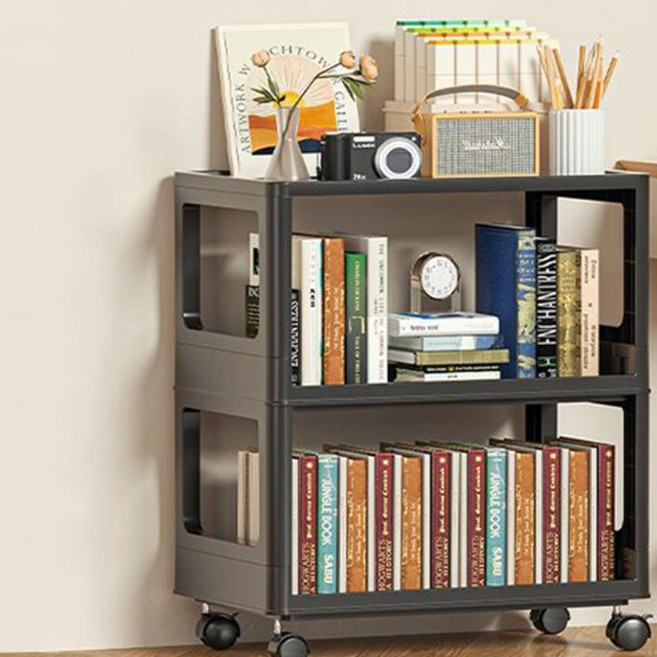 이동식선반 책장 다용도 세탁실 베란다 시스템 팬트리 모듈 진열대, 블랙 64x40x69.3 3단