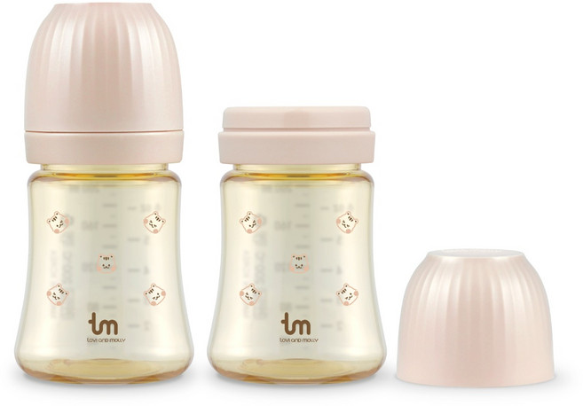 토비앤몰리 돗람이 PPSU 젖병 트윈팩, 핑크, 180ml, 2개