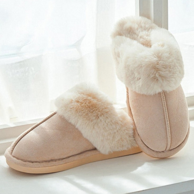 UTOWN 겨울 여성 방한 털 슬리퍼