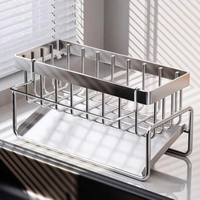 온메이드 2세대 올스텐 자동 물빠짐 수세미 거치대, 1개, 실버