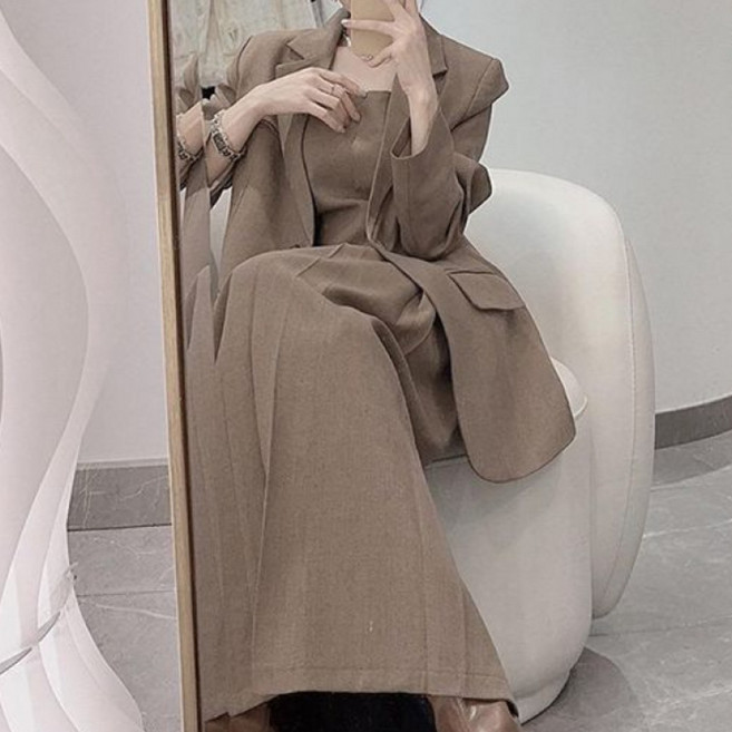 해피유통 원피스 투피스 고급스러운 정장 나시 원피스 세트 BJJ001