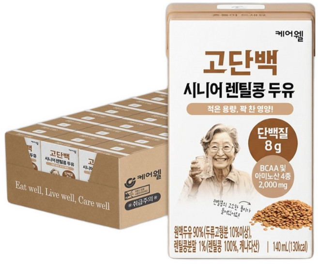 케어웰 고단백 시니어 렌틸콩 두유, 72개, 140ml