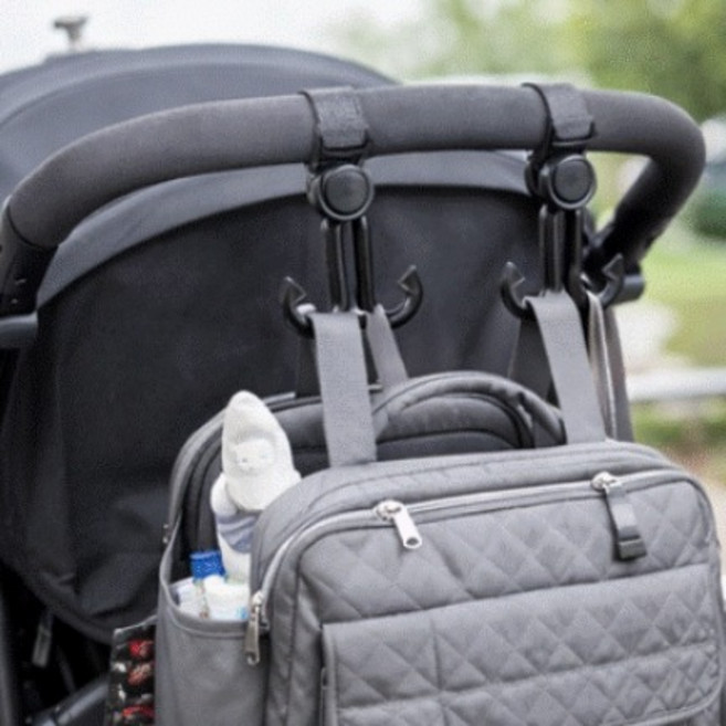 유모차 기저귀 가방걸이 벨크로 찍찍이 다용도 후크고리 2p 세트, 2개, 블랙