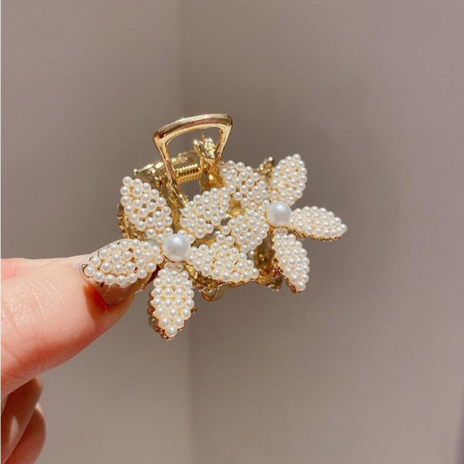 꿈나무 쥬얼리 진주플라워 반올림 헤어 집게핀