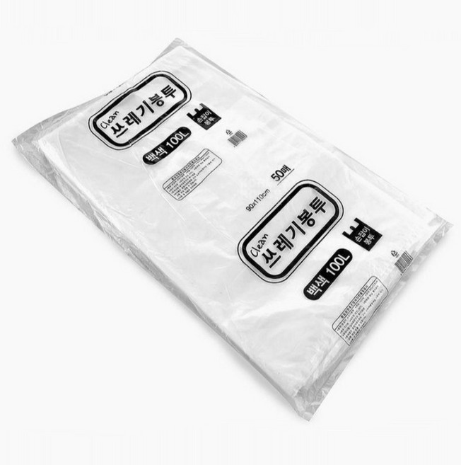 대형 분리수거 손잡이 백색비닐봉투 100L 50매, 50개