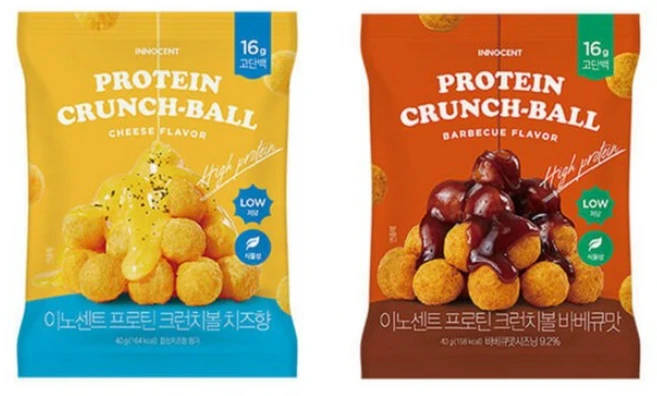 이노센트 프로틴 크런치볼 2종 혼합세트, 8개, 40g - 쿠팡