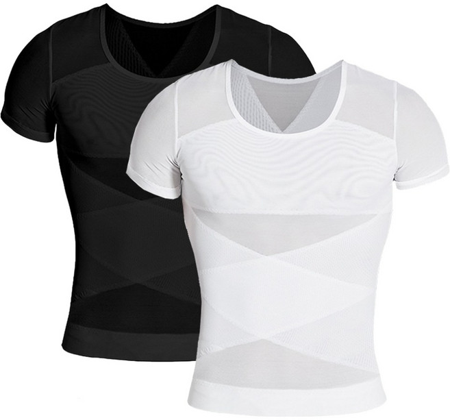 라온피플 1+1 남성 반팔 가슴 뱃살 보정 런닝 보정나시 바디쉐이퍼