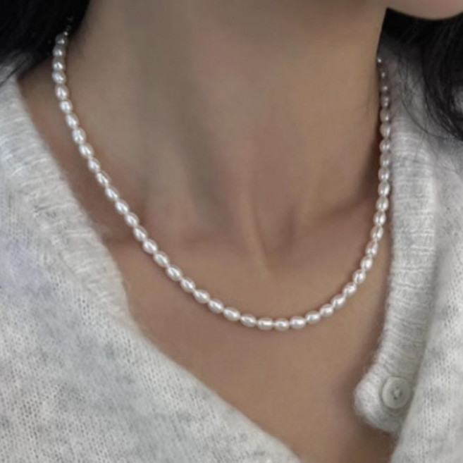 (사은품증정)샬롯 쁘띠 오벌진주목걸이 국내제작 진주목걸이 MN0011