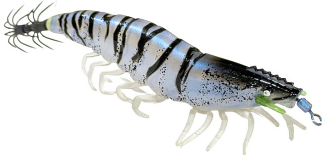 FST 25년 완벽수평침강 리얼새우에기 60mm 우마이 크리스탈 전체 UV+야광 축광 실리콘다리 쉬림프에기 갑오징어 쭈꾸미 한치 에기, #07 블랙킹타이거, 1개, 10g