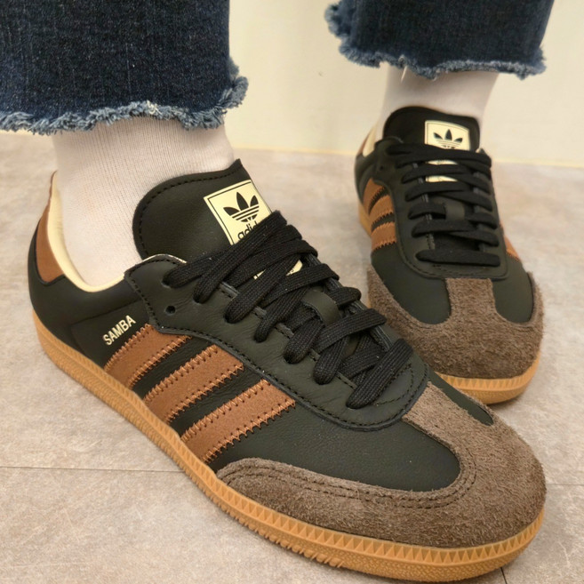 아디다스 삼바 운동화 여성 OG 브라운 스웨이드 신발 블랙 레더 스니커즈 양말증정
