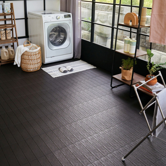 자취생활연구소 북유럽풍 일자 분리형 촘촘한 바닥재 데크타일, 차콜, 18개